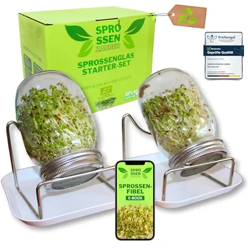Sprossenzauber® Sprossenglas 2er Set 500ml – Ideal für frische Microgreens