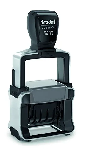 Trodat Professional Datumsstempel 5430/L - Stempel in robuster Stahlkonstruktion mit selbstfärbendem, dokumentenechtem Kissen für saubere Abdrucke. Ideal für intensive Nutzung im Büro.
