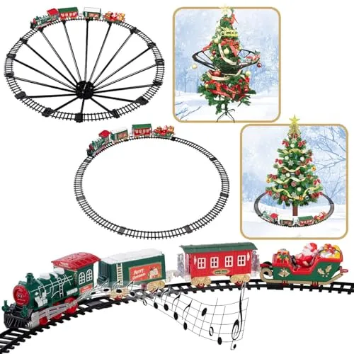 Playtastic Kinder Züge: Batteriebetriebener Zug für Weihnachtsbaum, mit Sound & Licht-Effekten (Spielzeug Eisenbahn elektrisch, Eisenbahn Kinder elektrisch, Weihnachten)