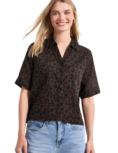Street One Kurzarm Hemdbluse mit Leo-Muster