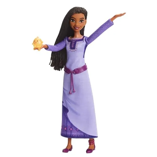Mattel Disney Wish singende Asha Modepuppe - Bewegliche Modepuppe aus Disney's Wish mit abnehmbarer Kleidung und 30 Sekunden Liedausschnitt auf Deutsch – ideal für kreatives Spielen und Geschichtenerzählen.