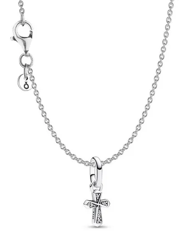 PANDORA Damen-Kette Funkelndes Kreuz Silber 68324-45 - Ketten für Damen mit funkelndem Zirkonia-Kreuzanhänger, 45 cm lang, ideal für einen eleganten Look und besondere Anlässe.