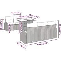 vidaXL Garten-Sofa-Set mit Kissen 7 pcs Beige - Gartenmöbel für bis zu 7 Personen, aus robustem Poly-Rattan mit Wasserbeständigkeit und UV-Schutz. Ideal für gesellige Zusammenkünfte oder entspannende Abende im Freien.