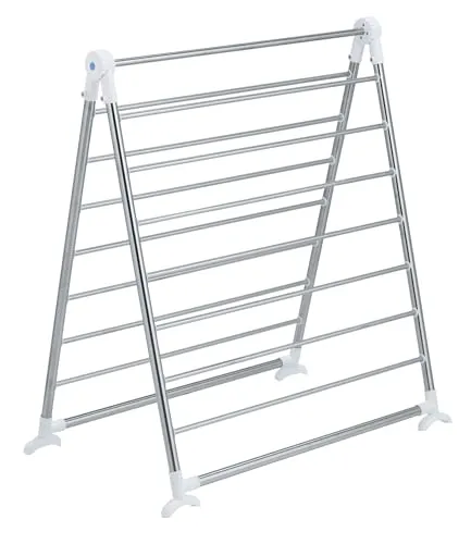 WENKO Badewannen Wäschetrockner Profi - Wäscheständer mit 10 m Trockenlänge, stufenweise verstellbar und aus rostfreiem Edelstahl für optimale Raumnutzung in jedem Badezimmer.
