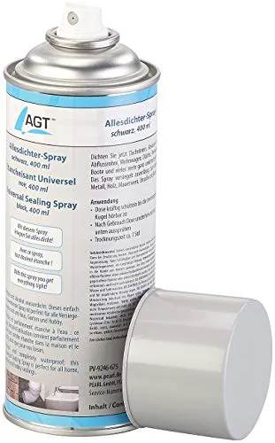 AGT Abdichtungsspray: Allesdichter-Spray, schwarz, 400 ml (Dichtspray Kfz, Dichtungs Spray wasserdicht, Flüssiggummi)