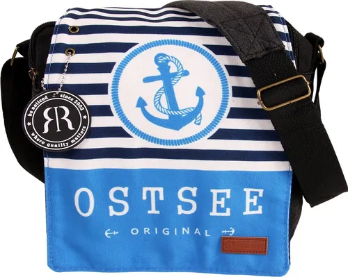 Robin Ruth Umhängetasche - Stylische Baumwolltasche in Schwarz und Hellblau - Umhängetasche aus 70% Baumwolle, ideal für Damen, mit Anker-Motiv und praktischem Magnetverschluss. Perfekt für den Alltag oder als modisches Accessoire!