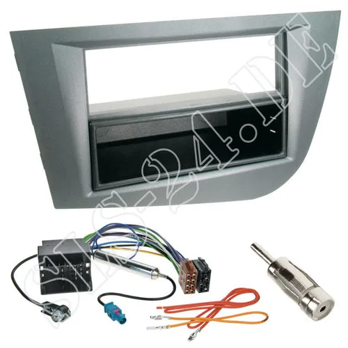 Seat Leon 2-DIN Radioblende+Fach grau Quadlock Adapterkabel Fakra Antenne Stecke
