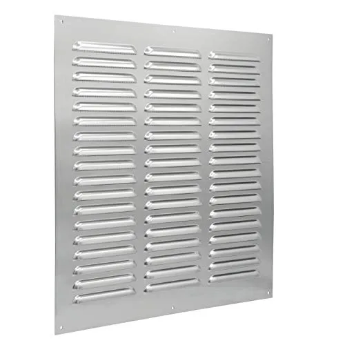 La Ventilation GAL3030R Rechteckiges Lüftungsgitter aus Metall zum Überlappen mit Insektennetz Maße: 300 x 300 mm Farbe Aluminium