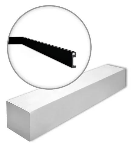 IL10 BLACK WALLSTYL Lichtleisten - 14 Stk. (28 m) - Sockelleisten aus hochwertigem extrudiertem Polystyrol, elegant in Schwarz (RAL 7021) und ideal für moderne Wohnräume. Einfache Montage und langlebige Qualität für einen stilvollen Akzent.