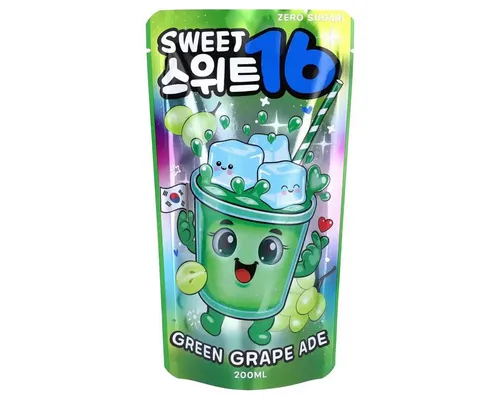 Sweet16 Softgetränk, Sweet16 Grüne Traubenlimonade Green Grape Ade zuckerfrei 200ml
