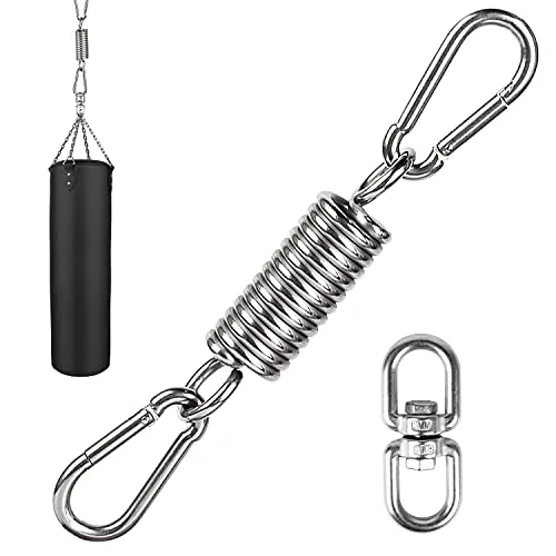 Aoligei Feder Hängesessel, Feder Edelstahl mit 2 Karabiner, 360°Swivel Haken für Hammock Hängeliege Hängestühle, Schwingfeder Stahlfeder, Schaukelhaken Aufhängung Hakenfür Hängesessel Boxsack Yogatuch