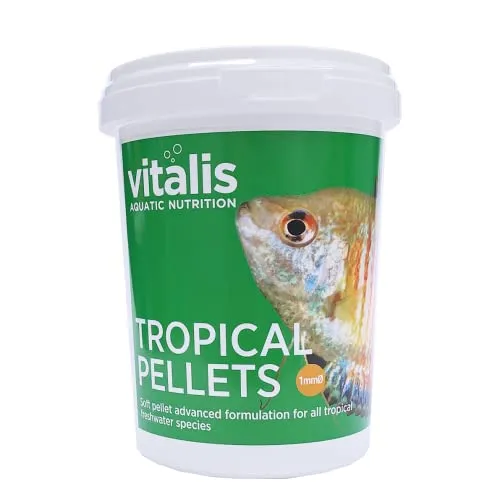Vitalis Tropical Pellets Fischfutter für Aquarium & Teich | Alleinfutter Pellets Futter Fischfutterflocken für Tropische Süßwasserfische | Gesund & gut verdaulich | mit Vitaminen(260g)