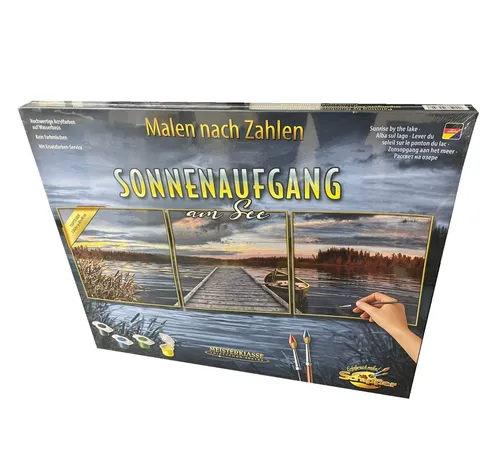Schipper 609470754 Malen nach Zahlen - Sonnenaufgang am See, inkl. Pinsel & Acrylfarben, 40 x 120 cm, ideal für kreative Erwachsene ohne Vorkenntnisse