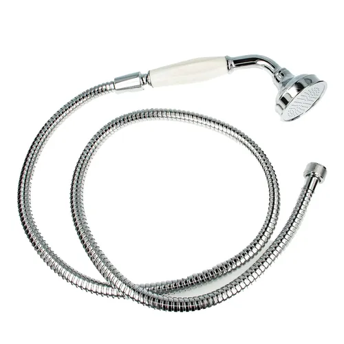 tecuro Nostalgie - Handbrause Ø 65 mm, 1-strahlig, mit 75 cm Metallbrauseschlauch verchromt