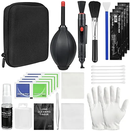 14-in-1 Professionelle Kamera Reinigungset Objektive Reinigungs-Sets für DSLR Kamera Objektive Filter Handys mit Objektivreinigungsstift, Objektivbürste, Raketengebläse, Reinigungstuch
