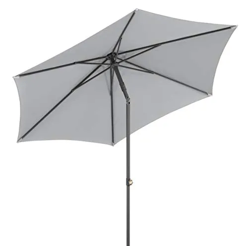 Schneider Sonnenschirm Sevilla, silbergrau, 270 cm rund, 664-14, Gestell Stahl, Bespannung Polyester, 4.6 kg