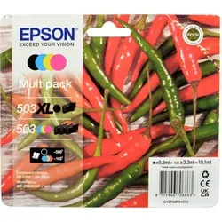 Epson Tinten C13T09R94010 503/503XL - 4-farbig, Originalpatronen mit hoher Kapazität für brillante Druckergebnisse, kompatibel mit XP-5200/5205 und WF-2960/2965