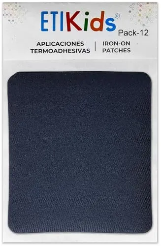 Aufnäher, zum Aufbügeln, Reparaturstoff zum Aufbügeln, für innen und außen, Deko-Set, 8,7 x 10 cm (Dunkelblau, 12 Bügelflicken)