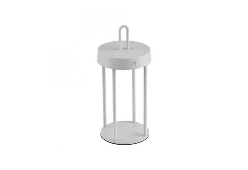 Licht-Erlebnisse Nachttischlampe CEDROS, LED fest integriert, Warmweiß, LED Dimmer Aluminium Touch Funktion Ø 12,8 cm rund 28,4 cm hoch IP44