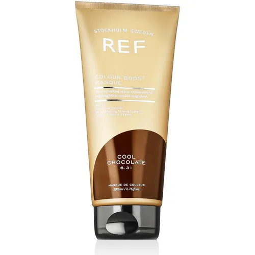 Ref. REF Colour - Boost Maske Cool Chocolate (200 ml) - Pflegende Haarmaske mit intensivem Farb-Boost für lebendigere Nuancen. Ideal für coloriertes Haar, sorgt für Geschmeidigkeit und Glanz.