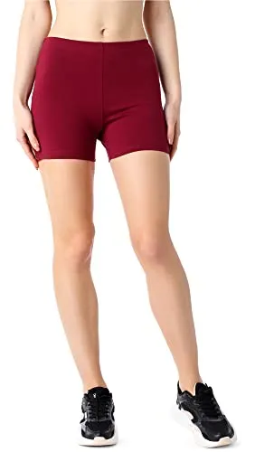 Bellivalini Damen Kurze Leggings aus Bio-Baumwolle BLV50-186 (Weinrot, L)