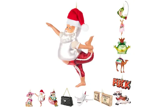 BRUBAKER Weihnachtsbaumkugel Handbemalte Weihnachtskugel - viele lustige Motive - Glas Baumkugel (1 St), Christbaumschmuck Figuren Deko Anhänger Christbaumkugel Weihnachtsdeko