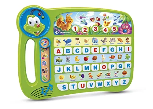 Clementoni 13264 – Lernspiel Alfabettiere - Lernspiel für Kinder ab 3 Jahren, um spielerisch das ABC und Zahlen zu entdecken, mit 5 interaktiven Spielmodi für abwechslungsreichen Lernspaß.