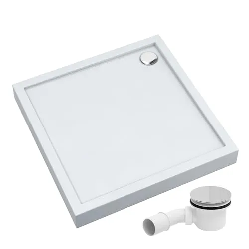 Aquabad® Duschwanne Komplettset ULTIMA Smooth White 80x80 cm - Quadratische Duschwanne aus hochwertigem Acryl mit Ablaufgarnitur, ideal für moderne Badezimmer und einfache Reinigung.