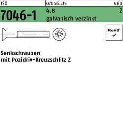 ISO 7046 Form CZ Senkkopfschraube M5x45 Stahl 4.8 galvanisch verzinkt PZ