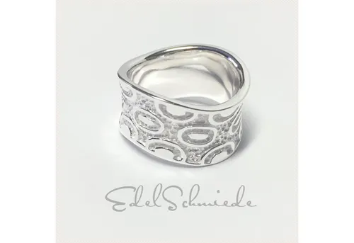 Edelschmiede925 Silberring Ring gewellt Ornament 925/- Sterling Silber Bandring Partnerring #53