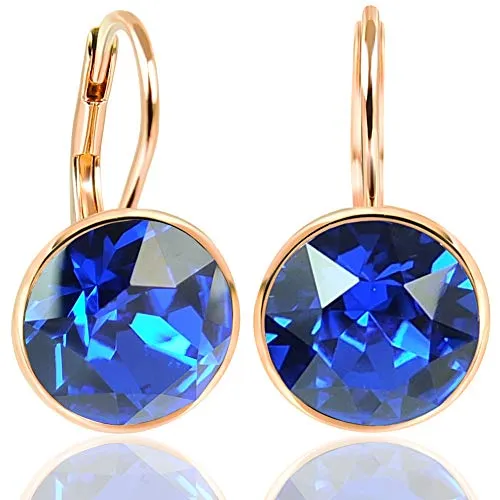 NOBEL SCHMUCK Ohrringe Rosegold Blau Kristalle 925 Sterling Silber Kornblumenblau