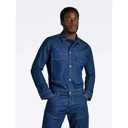 G-Star Jeansjacke Blau für Herren, Größe S - Funktionsjacke aus 100% Baumwolle, mit klassischem Kentkragen und praktischen Pattentaschen für lässigen Style und hohen Tragekomfort.