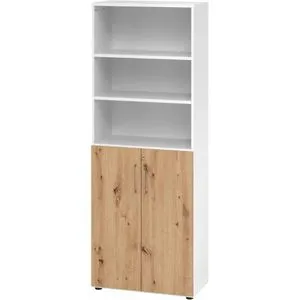 Hammerbacher Kombischrank Serie 9, abschließbar aus Holz - Büroschränke mit 5 höhenverstellbaren Fachböden, ideal für die sichere Aufbewahrung von Dokumenten und Büromaterialien.