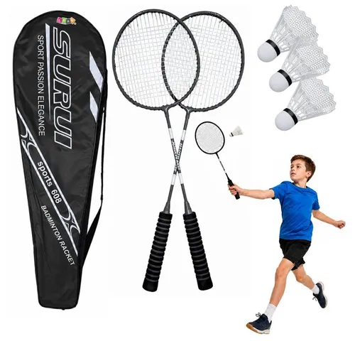 Wisam Lernspielzeug Badminton-Set bestehend aus Schlägern, 3 Federbällen