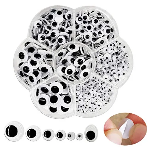 FANGZIDM 500 Stück Selbstklebende Wackelaugen 4mm -12mm für DIY Scrapbooking Spielzeuge Zubehör
