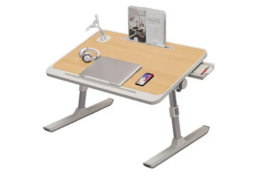 Refined Living Laptoptisch Betttisch Klappbar mit Schublade Buchständer Laptop-Stopper USB (Laptoptisch Holzplatte für Wohnzimmer Büro und Unterwegs Sofa Boden, 1-St., 60x40 cm), Höhen Neigung Verstellbar 5 Levels, Schlittenbeine Nicht schütteln