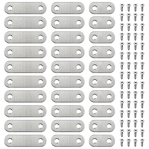 Stück 3 Verschiedene Größen Heavy Duty Joining Ausbessern Flache Platte Halterung Flachverbinder Metallverbinder mit 60 Schrauben, Wird für Möbel aus Holzschubladen Verwendet und Repariert Kaputte 30