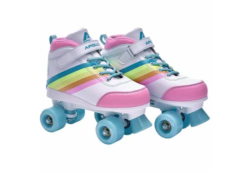 Apollo Rollschuhe Verstellbare Soft Boot Rollschuhe für Kinder und Jugendliche - Rollschuhe in rainbow star, größenverstellbar von 31-42, ideal für Einsteiger und Fortgeschrittene, bequem und mitwachsend für maximalen Spaß beim Rollschuhlaufen!