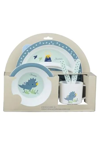 Sterntaler 5tlg. Kindergeschirr-Set 7989369 – Bunt und Sicher - Das 5-tlg. Geschirrset von Sterntaler ist ideal für Kinder ab 6 Monaten. Mit rutschfester Unterseite, spülmaschinenfestem Material und kindgerechtem Design sorgt es für sicheres Essen und Trinken.