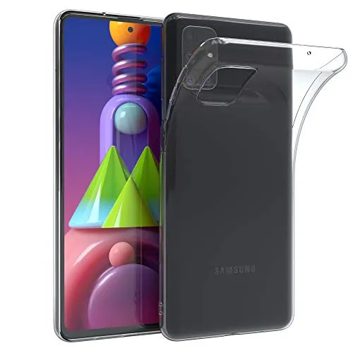 EAZY CASE Hülle kompatibel mit Samsung Galaxy M51 Schutzhülle Silikon, Ultra dünn, Slimcover, Handyhülle, Silikonhülle, Backcover, Durchsichtig, Klar Transparent
