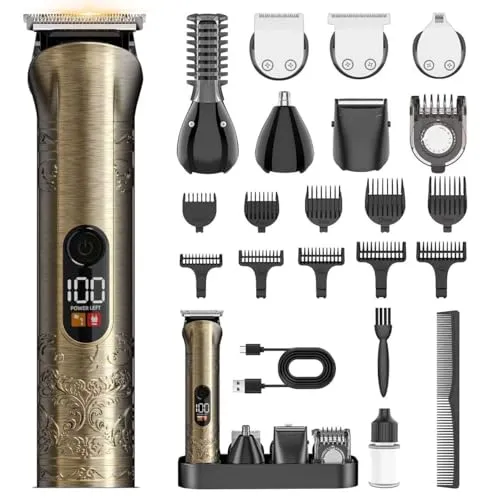 Haarschneidemaschine Profi Herren 17-in-1 Set mit Barttrimmer Herren und LCD Anzeige sowie Zero Gapped Präzisionstrimmer Wiederaufladbar via USB-C für Präzise Stylings und die Tägliche Pflege