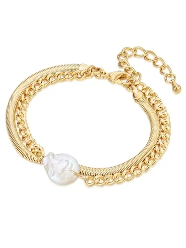 Lulu Jane Damen Armband mit Süßwasser-Zuchtperle in gelb von luluandjane