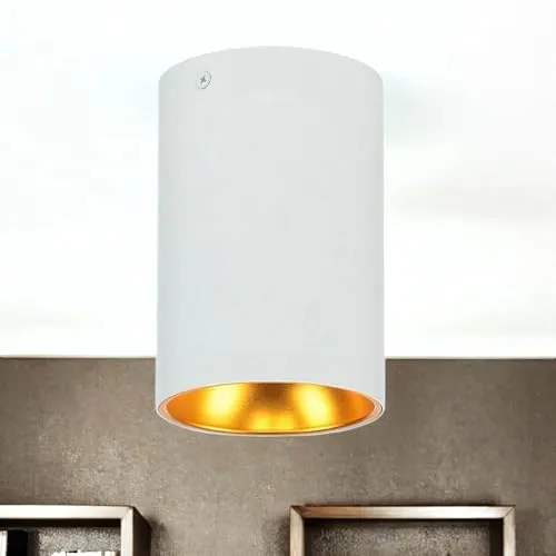Moderne Deckenspot Metall in Weiß und Kupfer-Gold - Deckenleuchten aus Metall für GU10 Leuchtmittel bis 60W; ideal für akzentuierte Beleuchtung in Wohnräumen dank kompaktem Design.
