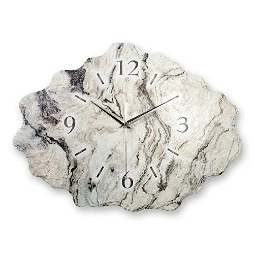 Kreative Feder Designer-Wanduhr aus Stein in weiß von Kreative Feder