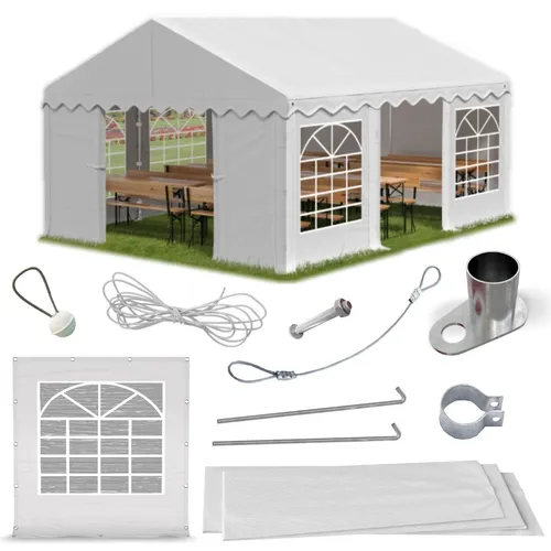 Partyzelt 5x6 Pavillon Festzelt Markt Zelt Gartenzelt 6x5 weiß PE