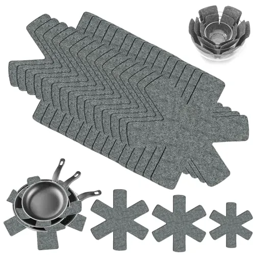 Stück Pfannenschoner, 3 Größen Pfannenschutz (38/35/26 cm), Pfannenschutz Stapelschutz, Untersetzer Topf für Antihaftbeschichtete Töpfe und Pfannen aus Edelstahl, Gusseisen, Keramik (Grau) 15