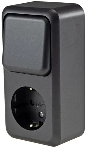 ChiliTec Aufputz Kombi Steckdose mit Schalter Wechselschalter Fasko Serie Anthrazit