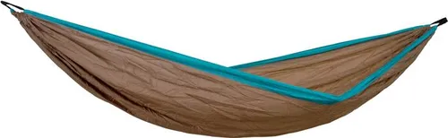 Silk Traveller XL Mountain AZ-1030186 Camping-Hängematte - Hängematte in Braun/Türkis mit großzügiger Liegefläche von 295 x 150 cm und einer hohen Belastbarkeit von bis zu 200 kg – perfekt für entspannte Outdoor-Abenteuer.