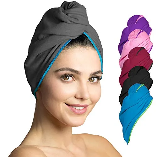 Fit-Flip Haarturban Mikrofaser - Dunkelgrau-Blau - Haarhandtuch aus extrem saugfähiger Mikrofaser, schnelltrocknend und ideal für alle Haartypen. Schütze dein Haar vor Schäden durch Föhnen und genieße den angenehmen Sitz dank des praktischen Knopf-Systems.