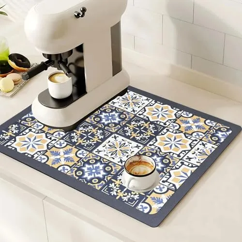 SOQKEEN Kaffeemaschine Abtropfmatte, 50 x 30 cm Abtropfmatte Geschirr mit Schmutzabweisender Gummisohle, Kaffeemaschine rutschfeste Unterlage Unter Kaffeemaschine Geschirrabtropfgestell